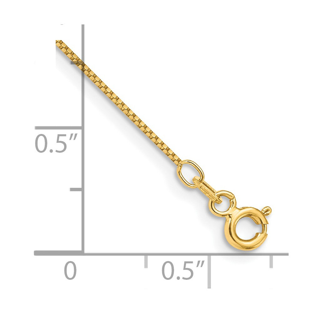 14K Yellow Gold .7mm Box With Spring Ring Clasp Chain Anklet