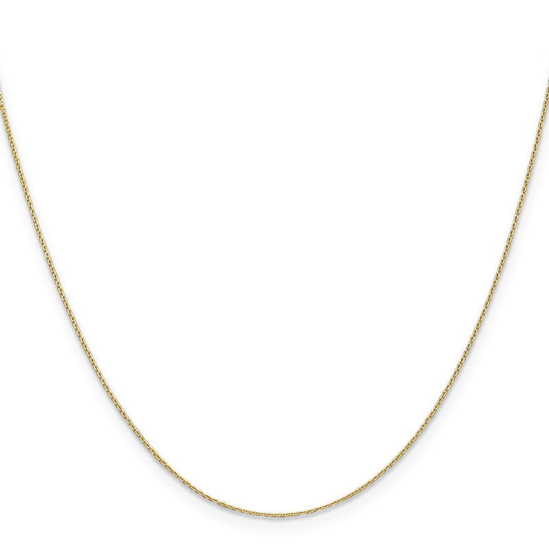 14K Yellow Gold .65mm Diamond-Cut Round Open Link Cable With Lobster Clasp Chain Necklace