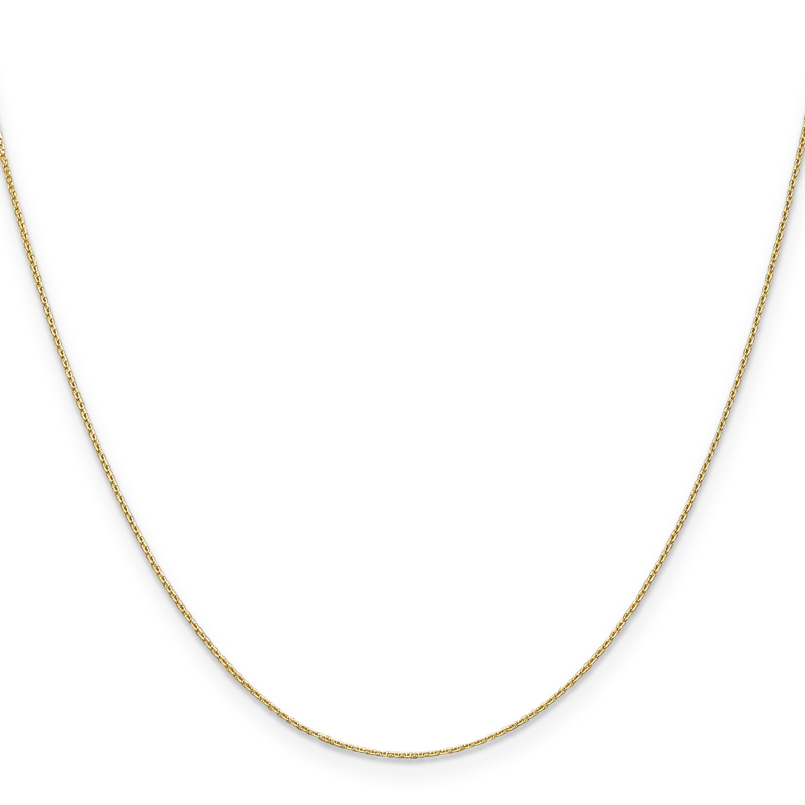 14K Yellow Gold 24 Inch .65mm Diamond-Cut Round Open Link Cable With Lobster Clasp Chain