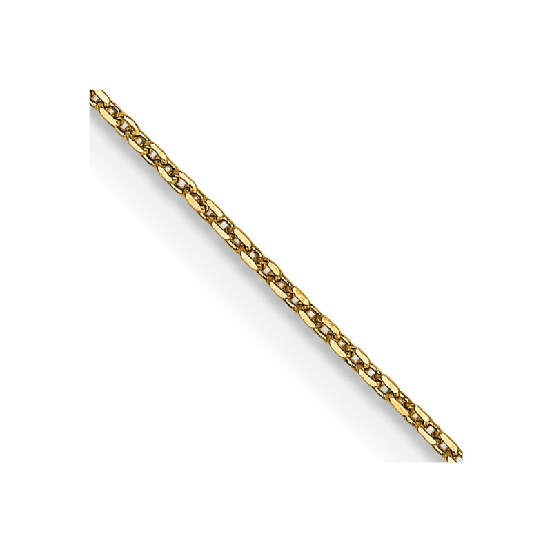 14K Yellow Gold .65mm Diamond-Cut Round Open Link Cable With Lobster Clasp Chain Necklace