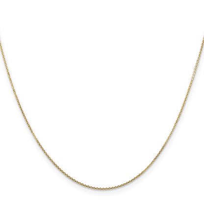 14K Yellow Gold .8mm Diamond-Cut Round Open Link Cable With Lobster Clasp Chain Children's Necklace