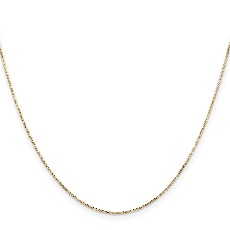 14K Yellow Gold .8mm Diamond-Cut Round Open Link Cable With Lobster Clasp Chain Children's Necklace