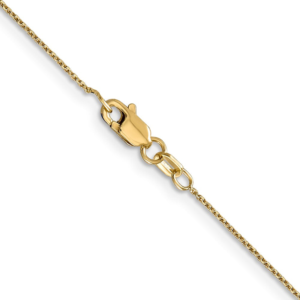14K Yellow Gold .8mm Diamond-Cut Round Open Link Cable With Lobster Clasp Chain Children's Necklace