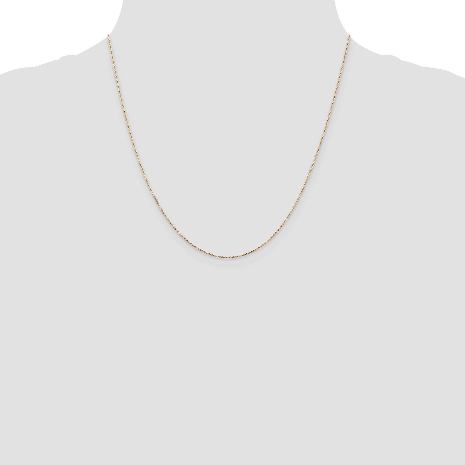 14K Yellow Gold 20 Inch .8mm Diamond-Cut Round Open Link Cable With Lobster Clasp Chain