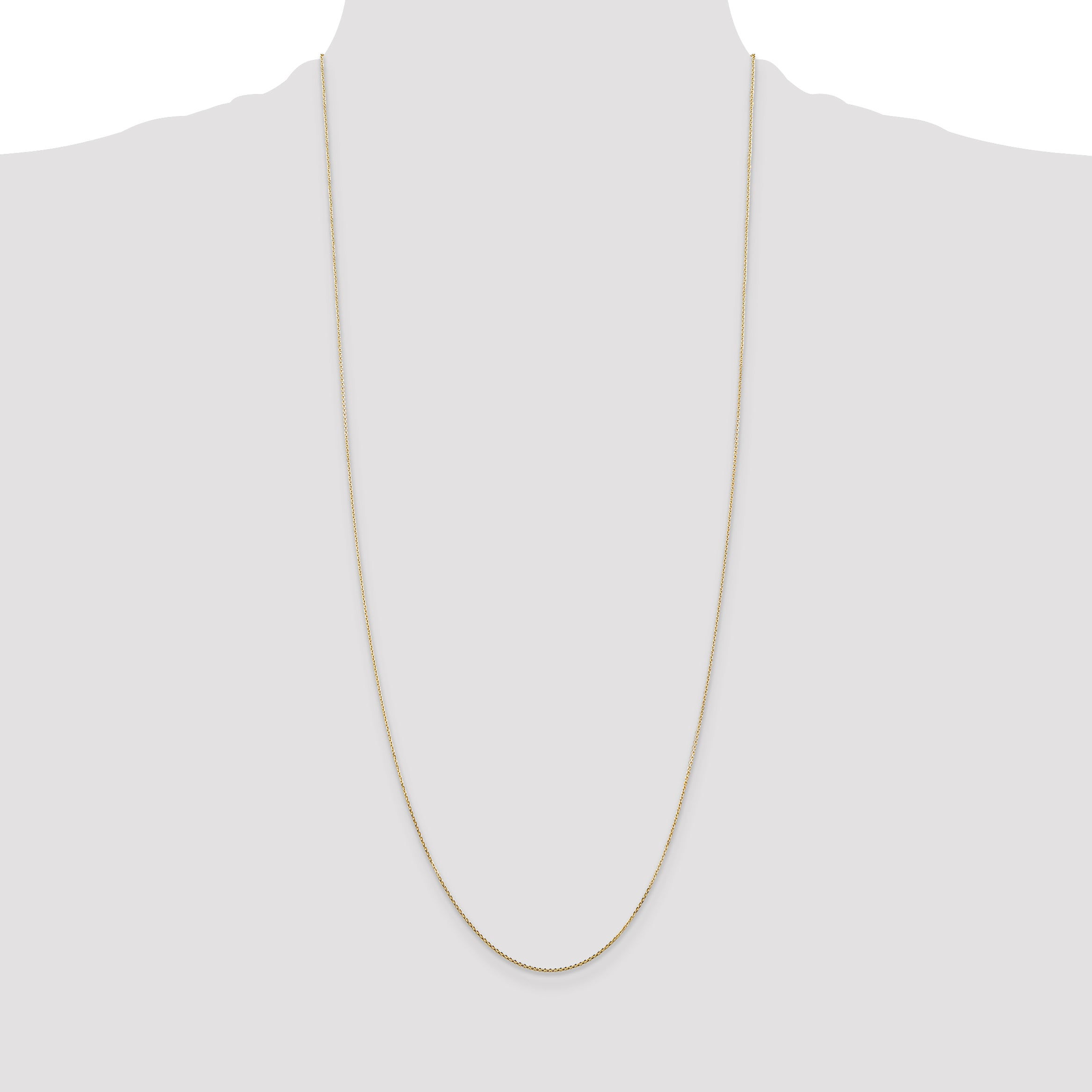 14K Yellow Gold 30 Inch .8mm Diamond-Cut Round Open Link Cable With Lobster Clasp Chain