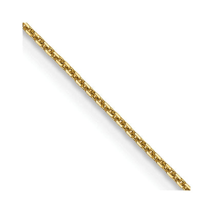 14K Yellow Gold .8mm Diamond-Cut Round Open Link Cable With Lobster Clasp Chain Children's Necklace