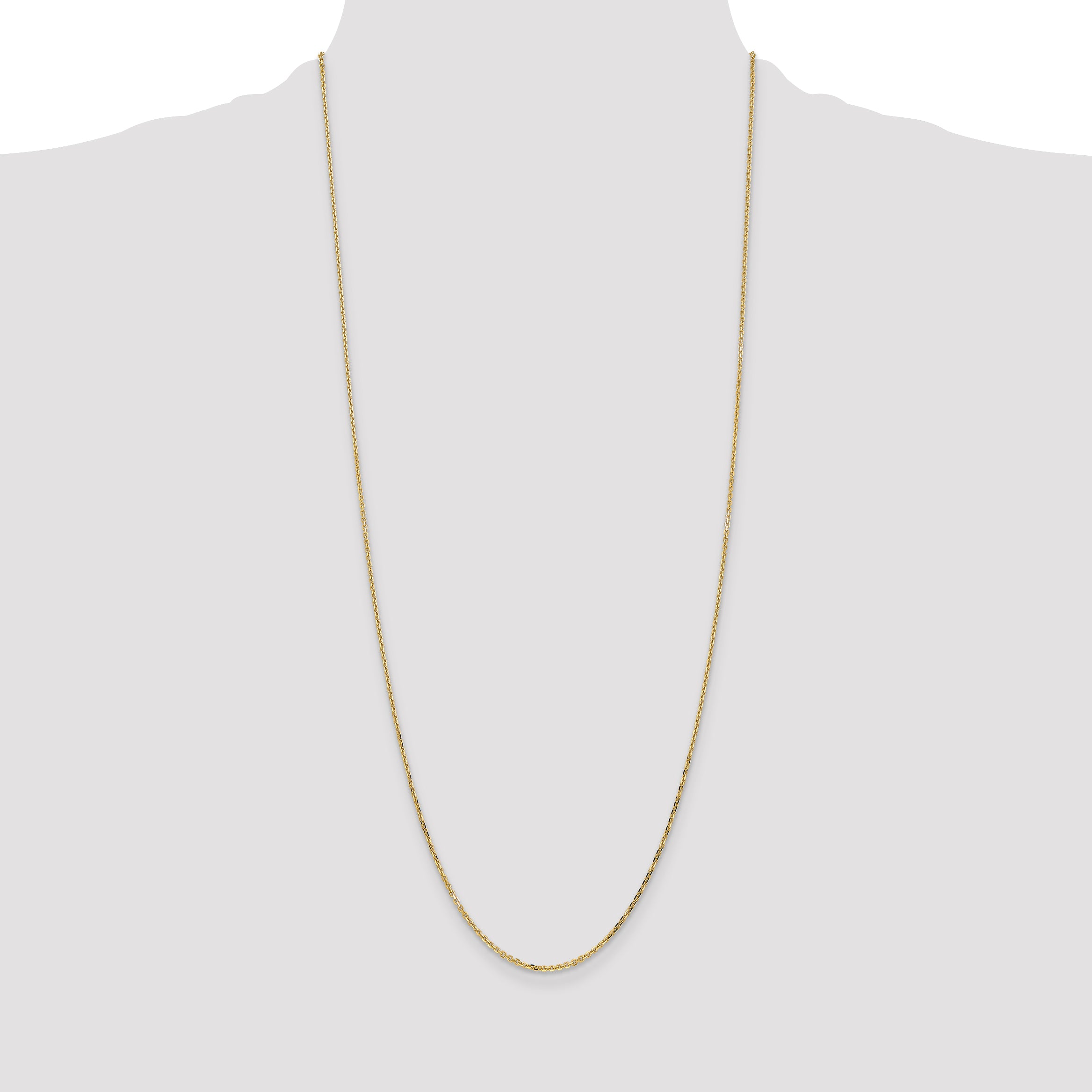 14K Yellow Gold 30 Inch 1.4mm Diamond-Cut Round Open Link Cable With Lobster Clasp Chain