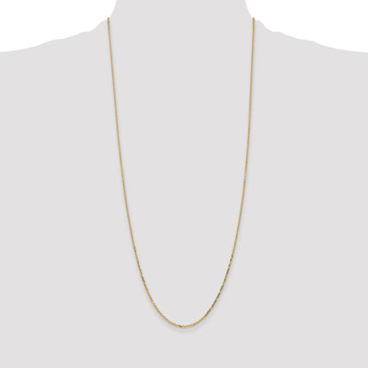 14K Yellow Gold 30 Inch 1.4mm Diamond-Cut Round Open Link Cable With Lobster Clasp Chain