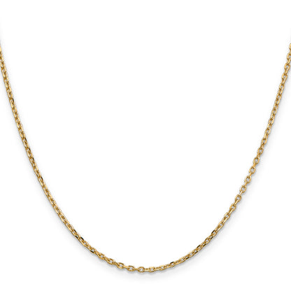 14K Yellow Gold 22 Inch 1.8mm Diamond-Cut Round Open Link Cable With Lobster Clasp Chain
