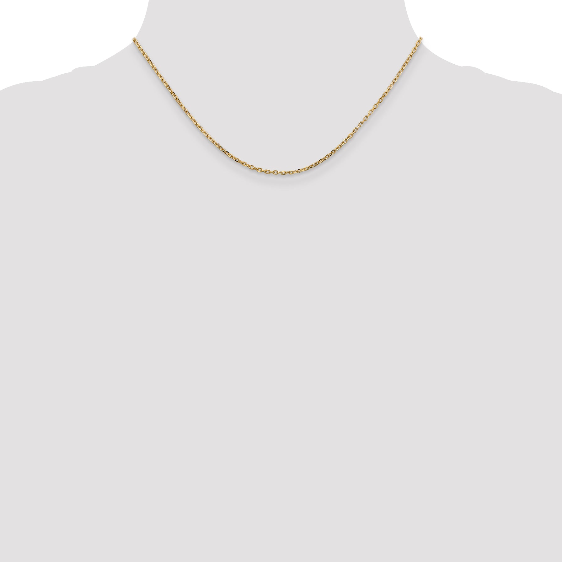 14K Yellow Gold 16 Inch 1.8mm Diamond-Cut Round Open Link Cable With Lobster Clasp Chain