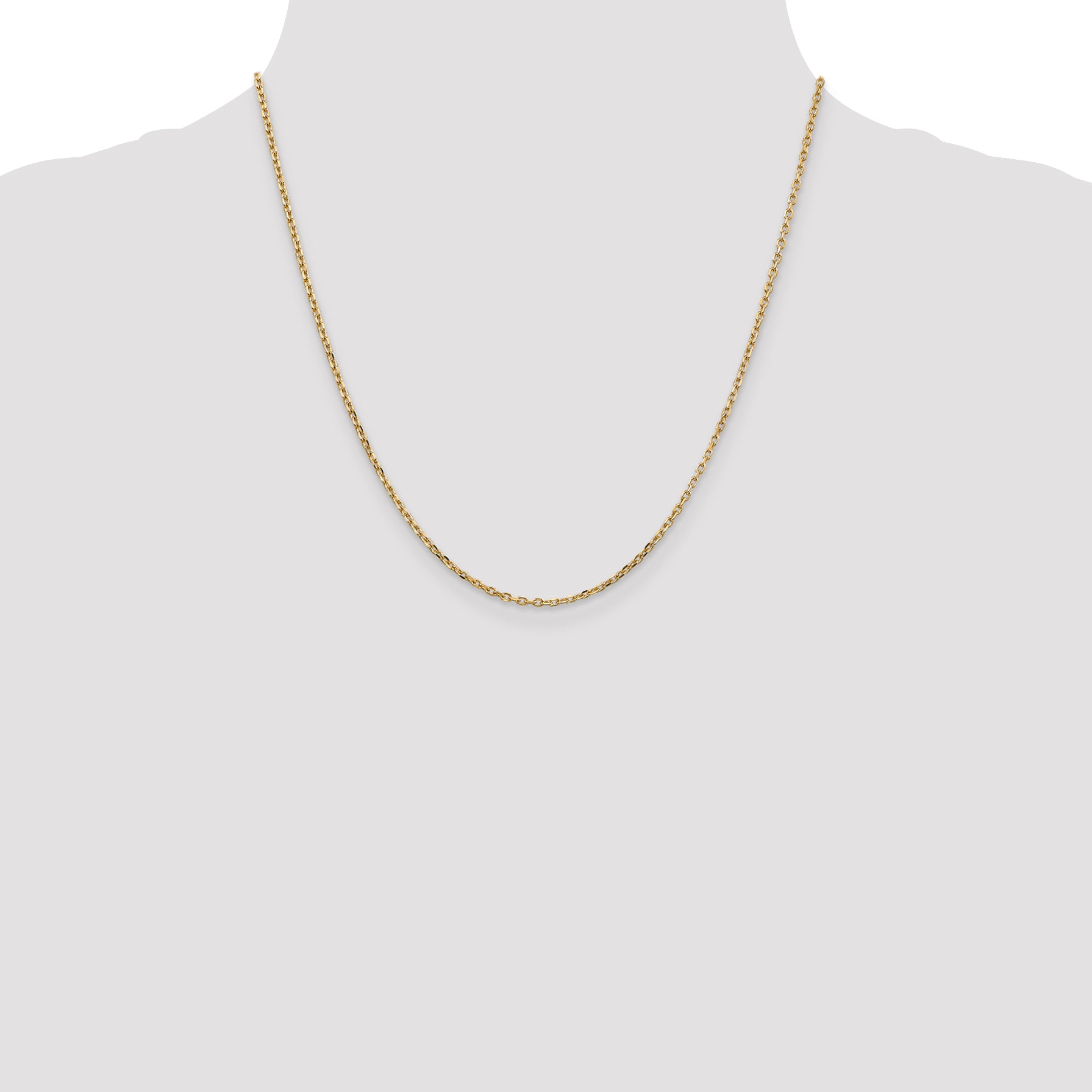 14K Yellow Gold 20 Inch 1.8mm Diamond-Cut Round Open Link Cable With Lobster Clasp Chain