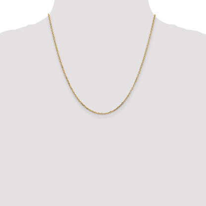 14K Yellow Gold 20 Inch 1.8mm Diamond-Cut Round Open Link Cable With Lobster Clasp Chain