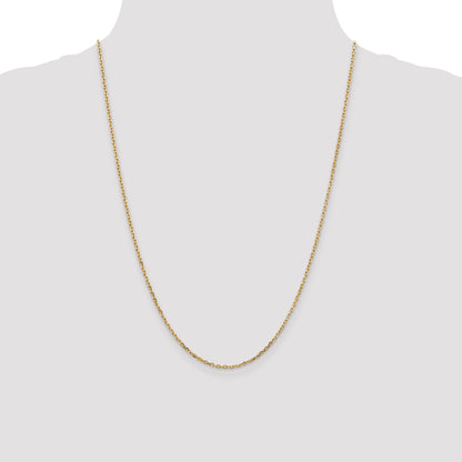 14K Yellow Gold 24 Inch 1.8mm Diamond-Cut Round Open Link Cable With Lobster Clasp Chain