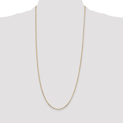 14K Yellow Gold 30 Inch 1.8mm Diamond-Cut Round Open Link Cable With Lobster Clasp Chain