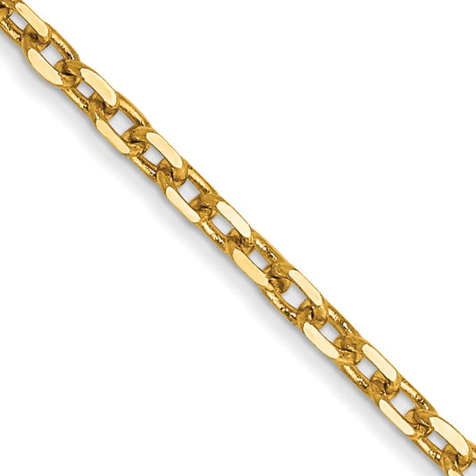 14K Yellow Gold 26 Inch 1.8mm Diamond-Cut Round Open Link Cable With Lobster Clasp Chain