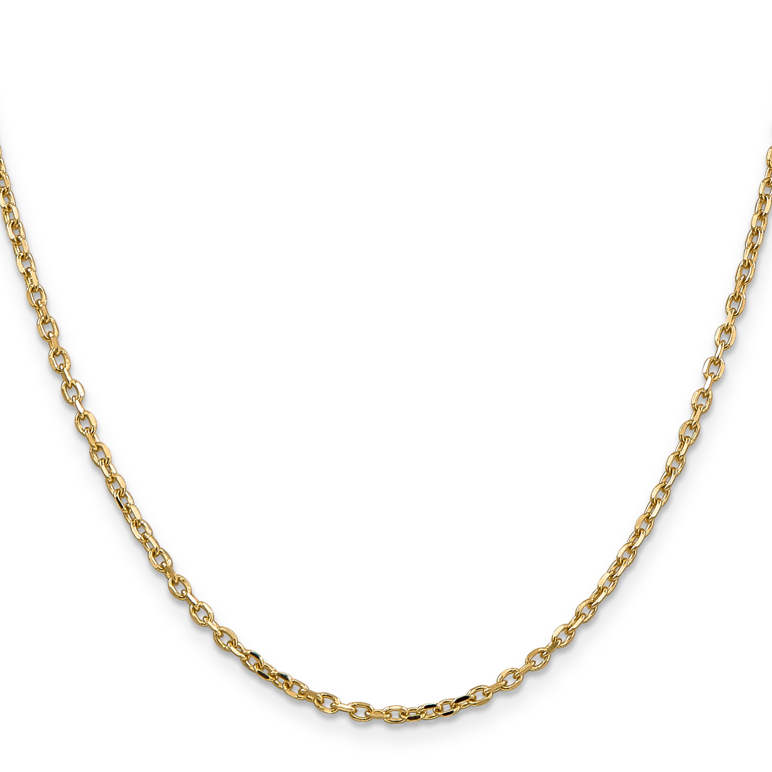 14K Yellow Gold 26 Inch 2.2mm Diamond-Cut Round Open Link Cable With Lobster Clasp Chain