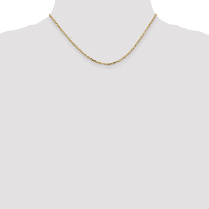 14K Yellow Gold 16 Inch 2.2mm Diamond-Cut Round Open Link Cable With Lobster Clasp Chain