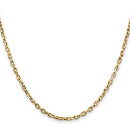 14K Yellow Gold 3mm Diamond-Cut Round Open Link Cable With Lobster Clasp Chain Necklace
