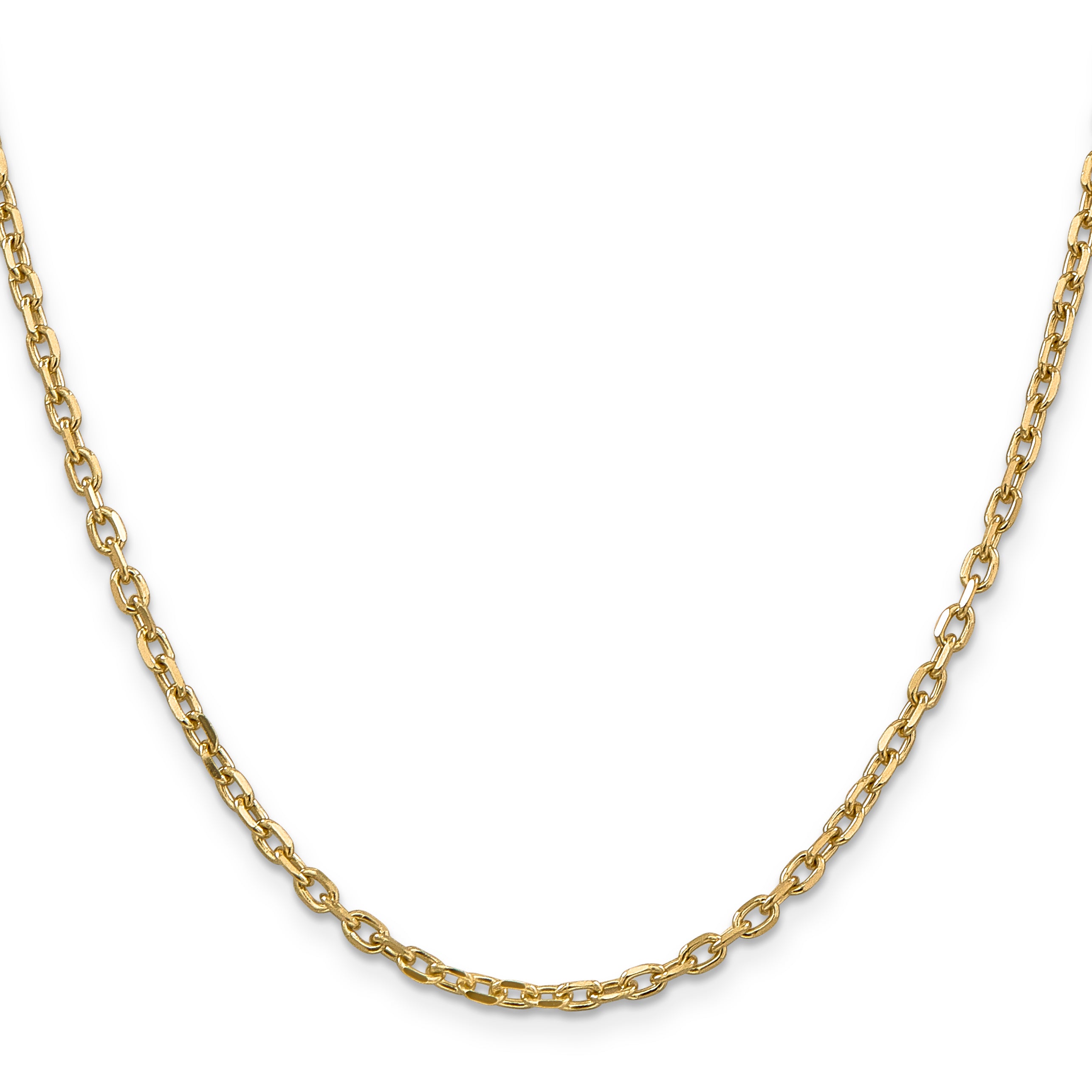 14K Yellow Gold 24 Inch 3mm Diamond-Cut Round Open Link Cable With Lobster Clasp Chain