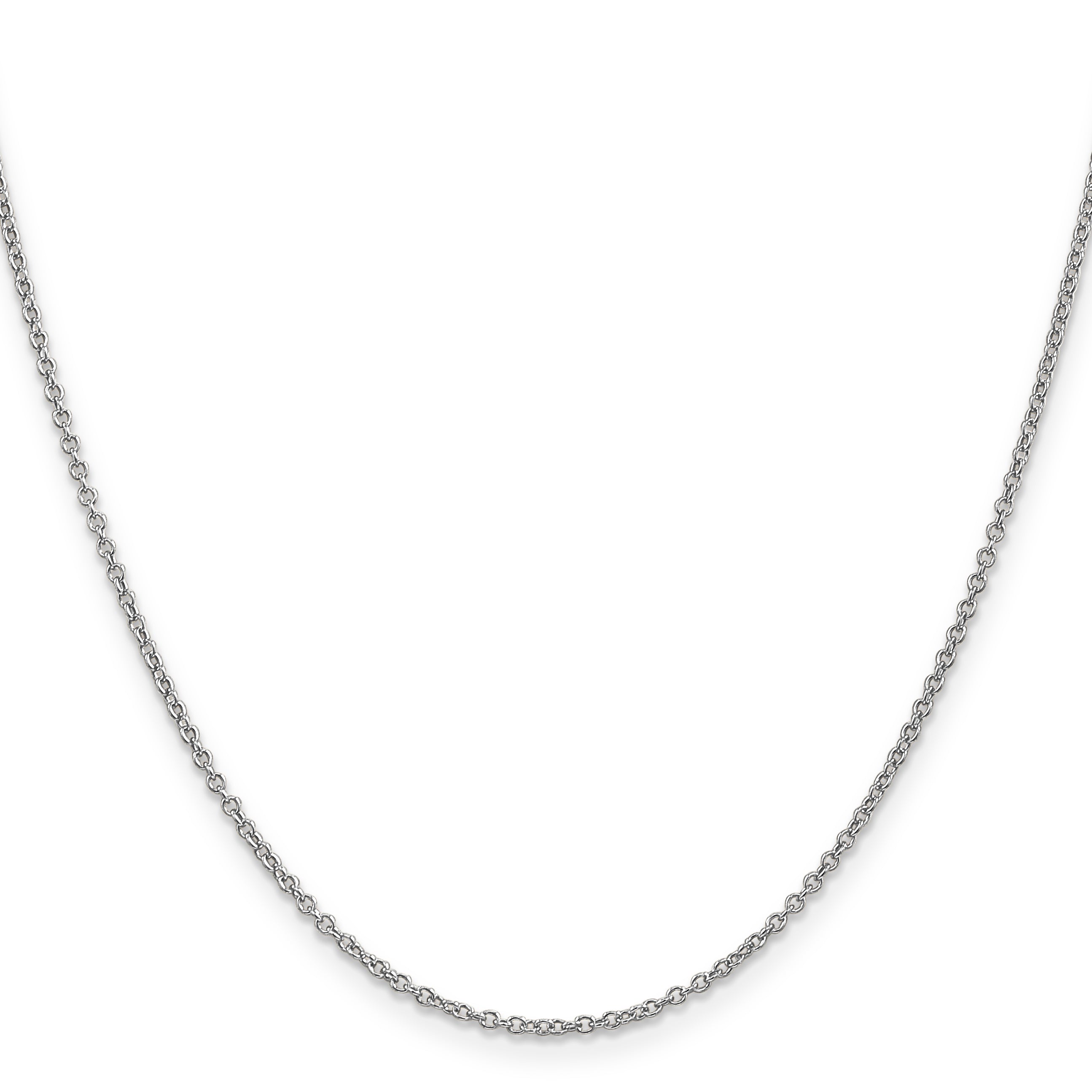 14K White Gold 16 Inch 1.4mm Round Open Wide Link Cable With Lobster Clasp Chain