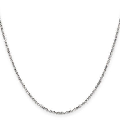14K White Gold 16 Inch 1.4mm Round Open Wide Link Cable With Lobster Clasp Chain