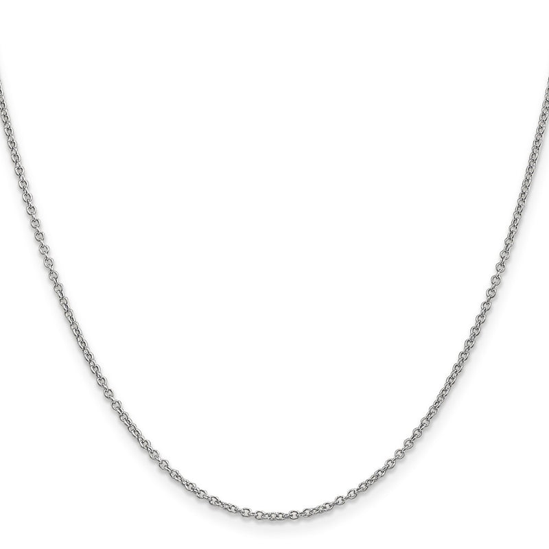 14K White Gold 1.4mm Round Open Wide Link Cable With Lobster Clasp Chain Necklace