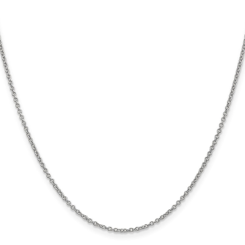 14K White Gold 20 Inch 1.4mm Round Open Wide Link Cable With Lobster Clasp Chain Necklace