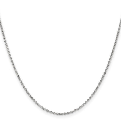 14K White Gold 20 Inch 1.4mm Round Open Wide Link Cable With Lobster Clasp Chain Necklace