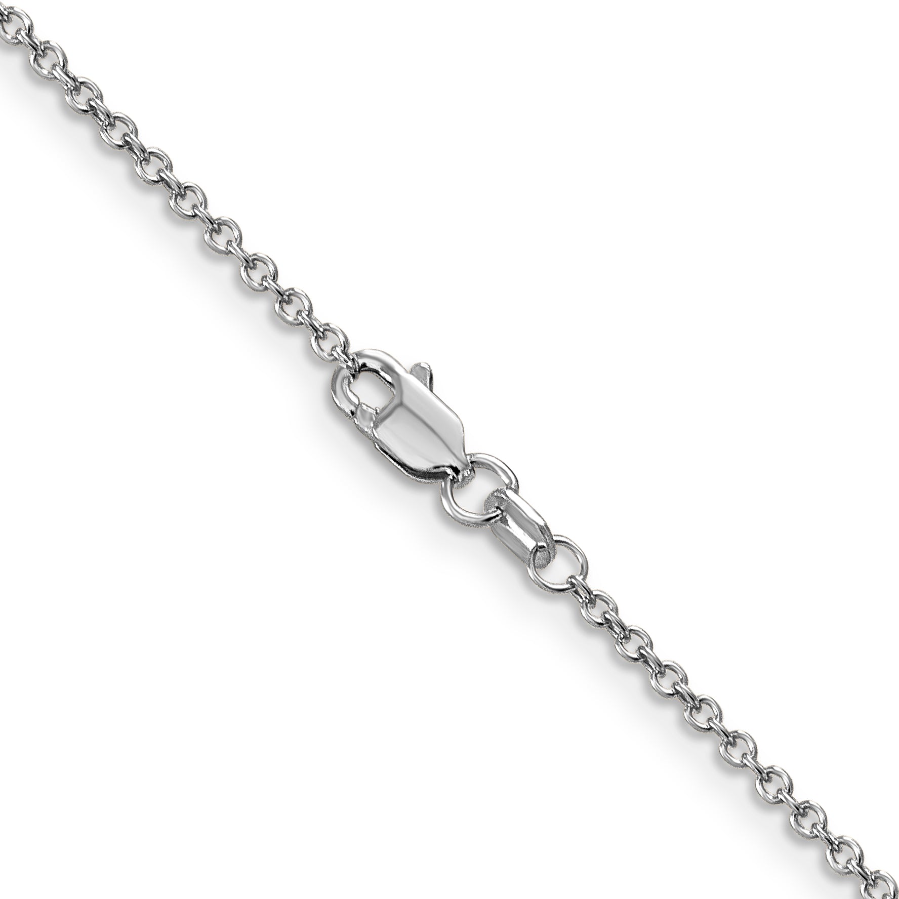 14K White Gold 16 Inch 1.4mm Round Open Wide Link Cable With Lobster Clasp Chain