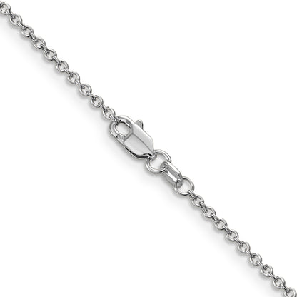 14K White Gold 16 Inch 1.4mm Round Open Wide Link Cable With Lobster Clasp Chain