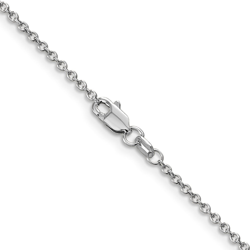 14K White Gold 20 Inch 1.4mm Round Open Wide Link Cable With Lobster Clasp Chain Necklace