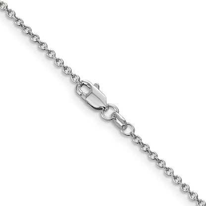 14K White Gold 20 Inch 1.4mm Round Open Wide Link Cable With Lobster Clasp Chain Necklace