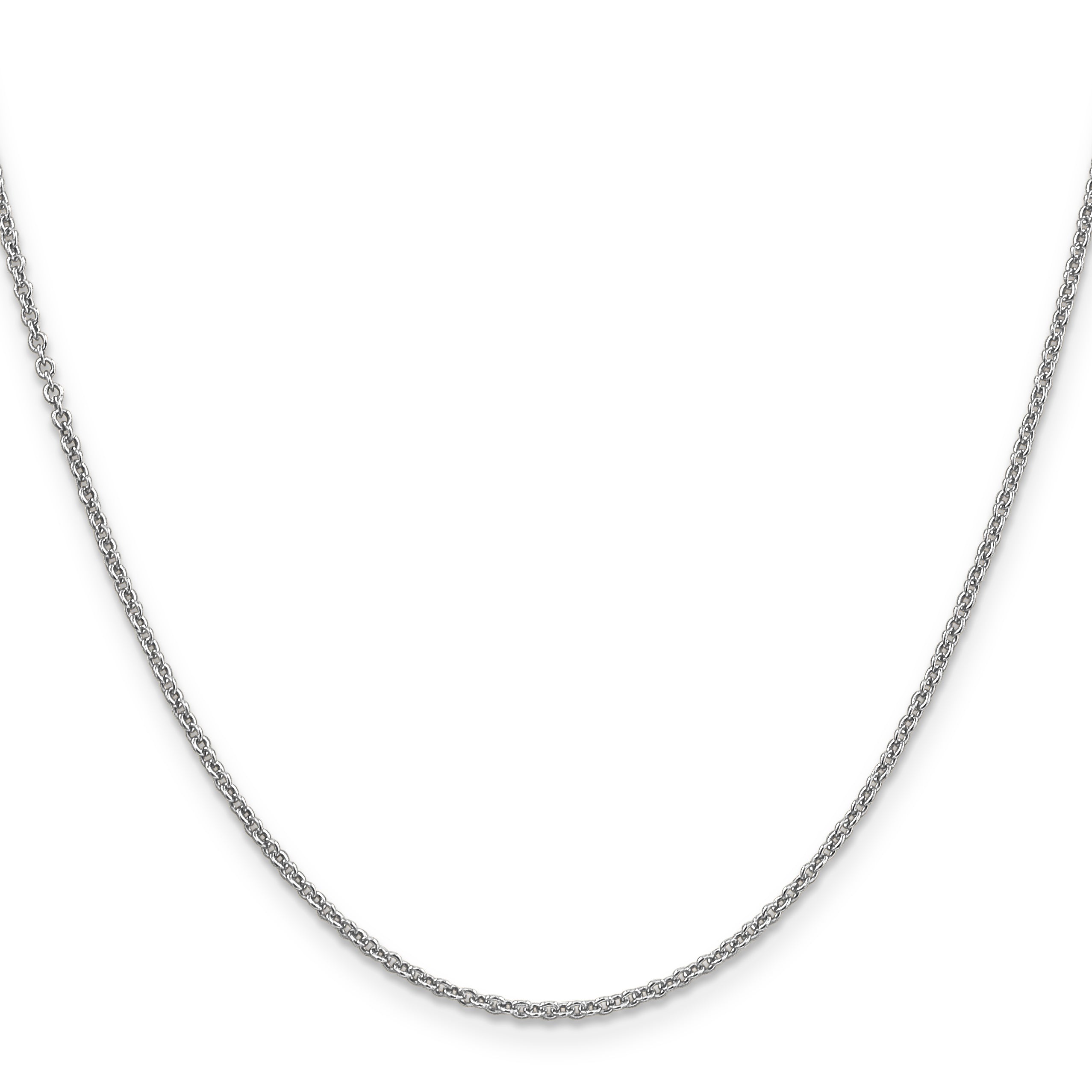 14K White Gold 20 Inch 1.6mm Round Open Link Cable With Lobster Clasp Chain
