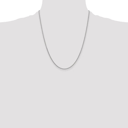 14K White Gold 22 Inch 1.6mm Round Open Link Cable With Lobster Clasp Chain