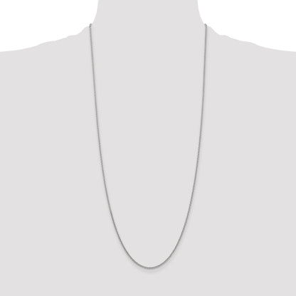 14K White Gold 30 Inch 1.6mm Round Open Link Cable With Lobster Clasp Chain