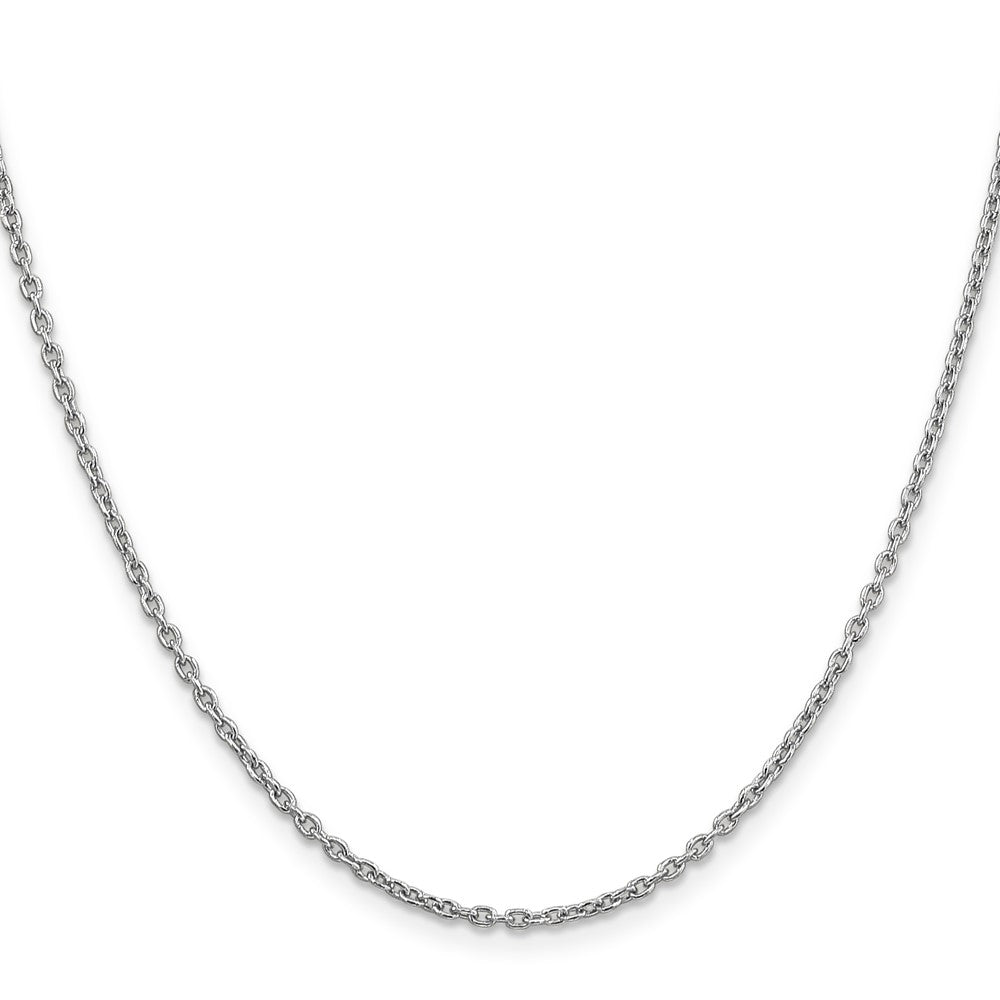 14K White Gold 2mm Round Open Link Cable With Lobster Clasp Chain Necklace