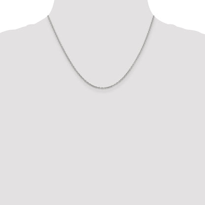 14K White Gold 18 Inch 2mm Round Open Link Cable With Lobster Clasp Chain