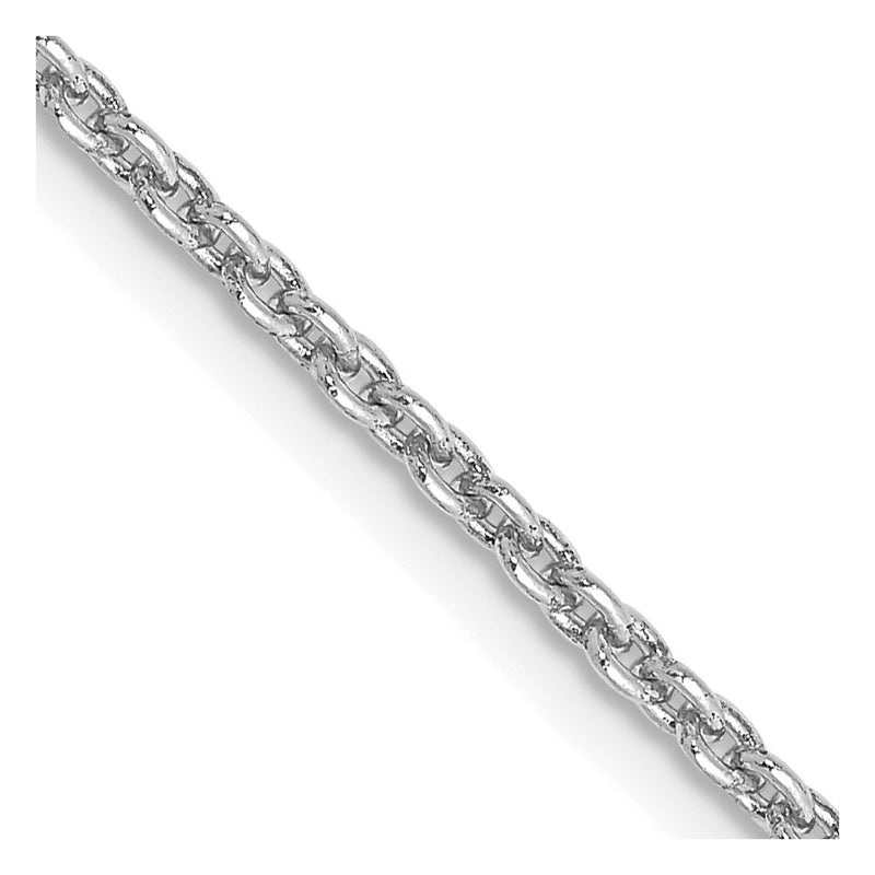 14K White Gold 20 Inch 2mm Round Open Link Cable With Lobster Clasp Chain Necklace