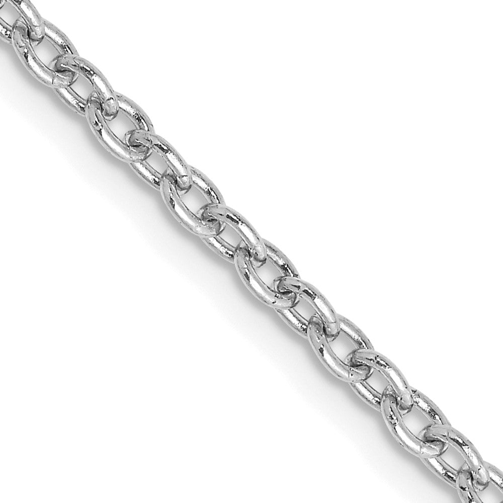 14K White Gold 2.4mm Round Open Link Cable With Lobster Clasp Chain Necklace