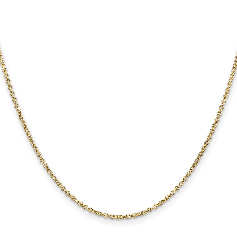 14K Yellow Gold 1.4mm Round Open Wide Link Cable With Lobster Clasp Chain Necklace