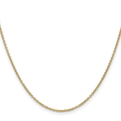 14K Yellow Gold 1.4mm Round Open Wide Link Cable With Lobster Clasp Chain Necklace
