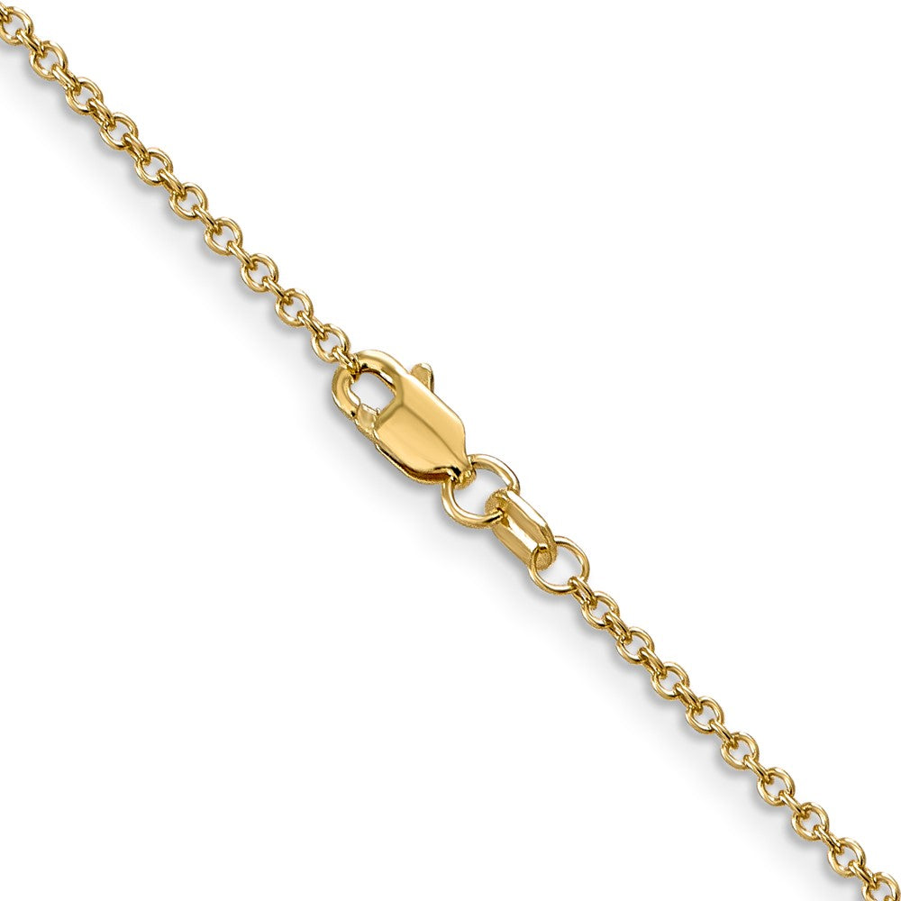 14K Yellow Gold 1.4mm Round Open Wide Link Cable With Lobster Clasp Chain Necklace