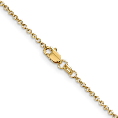 14K Yellow Gold 1.4mm Round Open Wide Link Cable With Lobster Clasp Chain Necklace