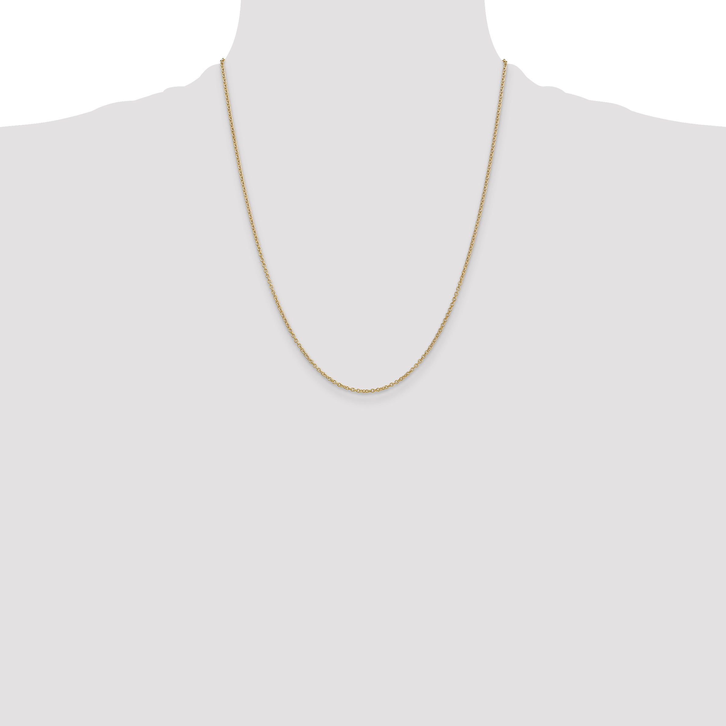 14K Yellow Gold 22 Inch 1.4mm Round Open Wide Link Cable With Lobster Clasp Chain