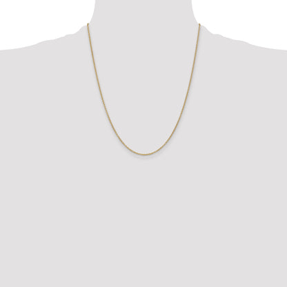 14K Yellow Gold 22 Inch 1.4mm Round Open Wide Link Cable With Lobster Clasp Chain