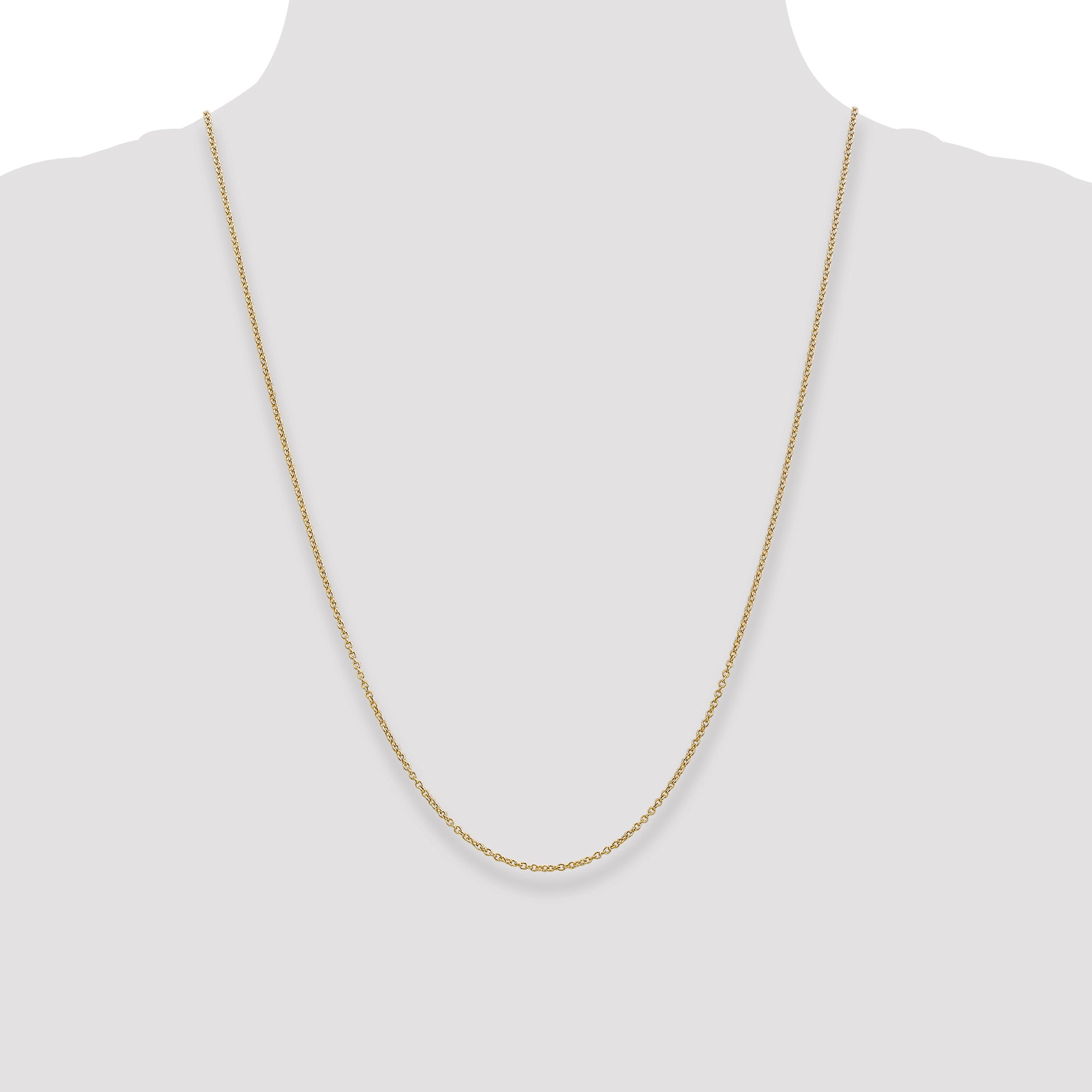 14K Yellow Gold 24 Inch 1.4mm Round Open Wide Link Cable With Lobster Clasp Chain
