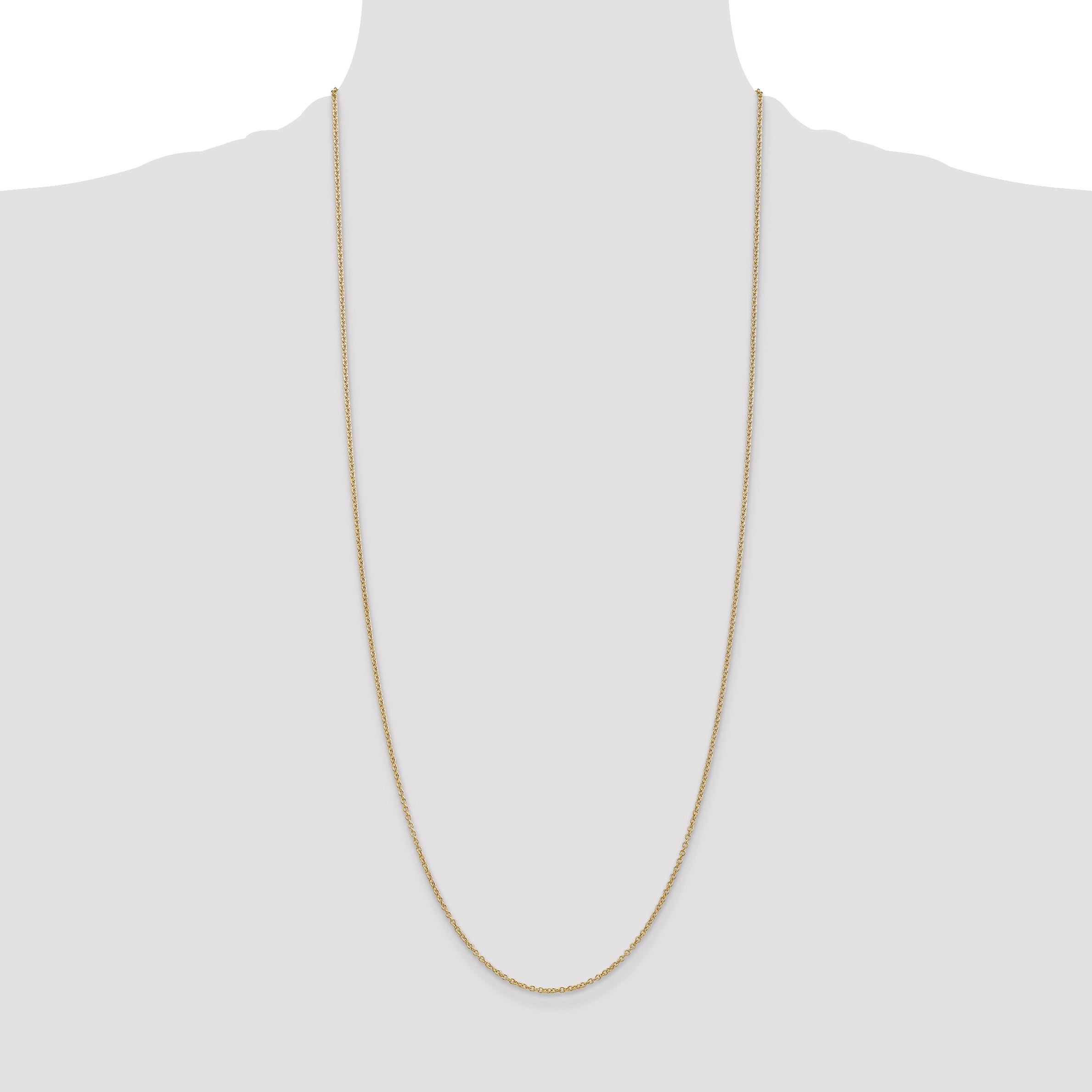 14K Yellow Gold 30 Inch 1.4mm Round Open Wide Link Cable With Lobster Clasp Chain