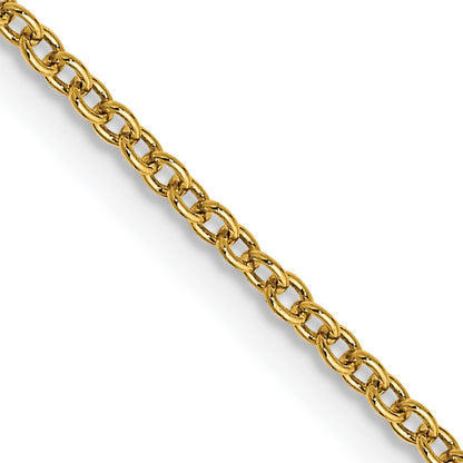 14K Yellow Gold 22 Inch 1.4mm Round Open Wide Link Cable With Lobster Clasp Chain