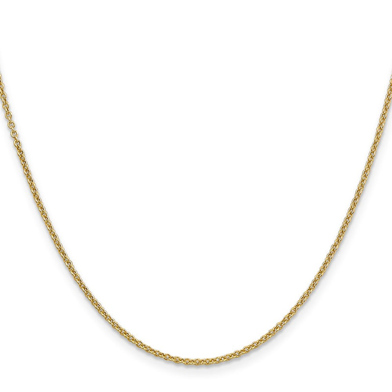 14K Yellow Gold 1.6mm Round Open Link Cable With Lobster Clasp Chain Necklace
