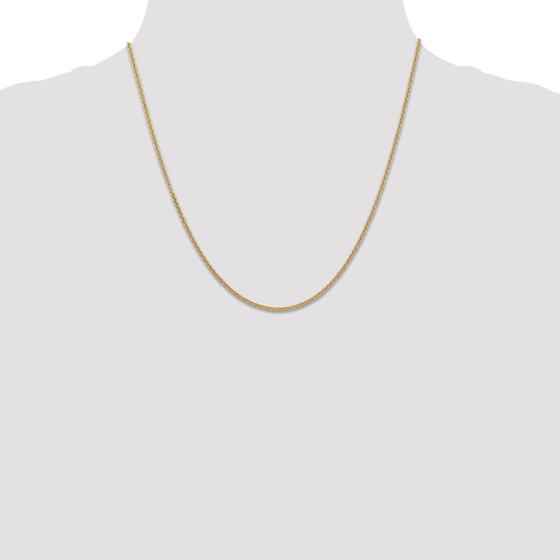 14K Yellow Gold 20 Inch 1.6mm Round Open Link Cable With Lobster Clasp Chain